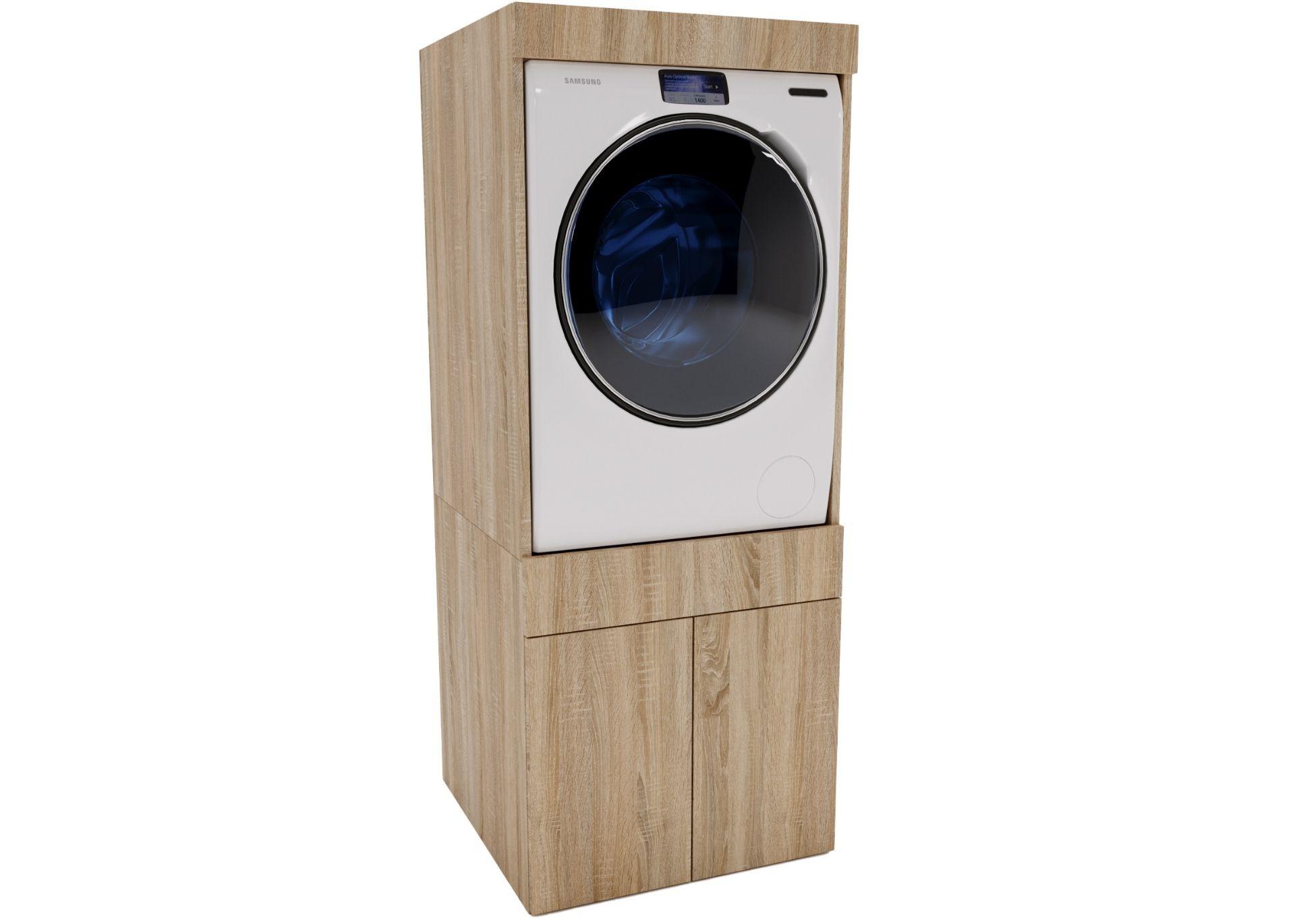 WASCHMASCHINENSCHRANK Bardolino 162/63/67cm - Beige, Holzwerkstoff (63/162/67cm) - CraftPAK