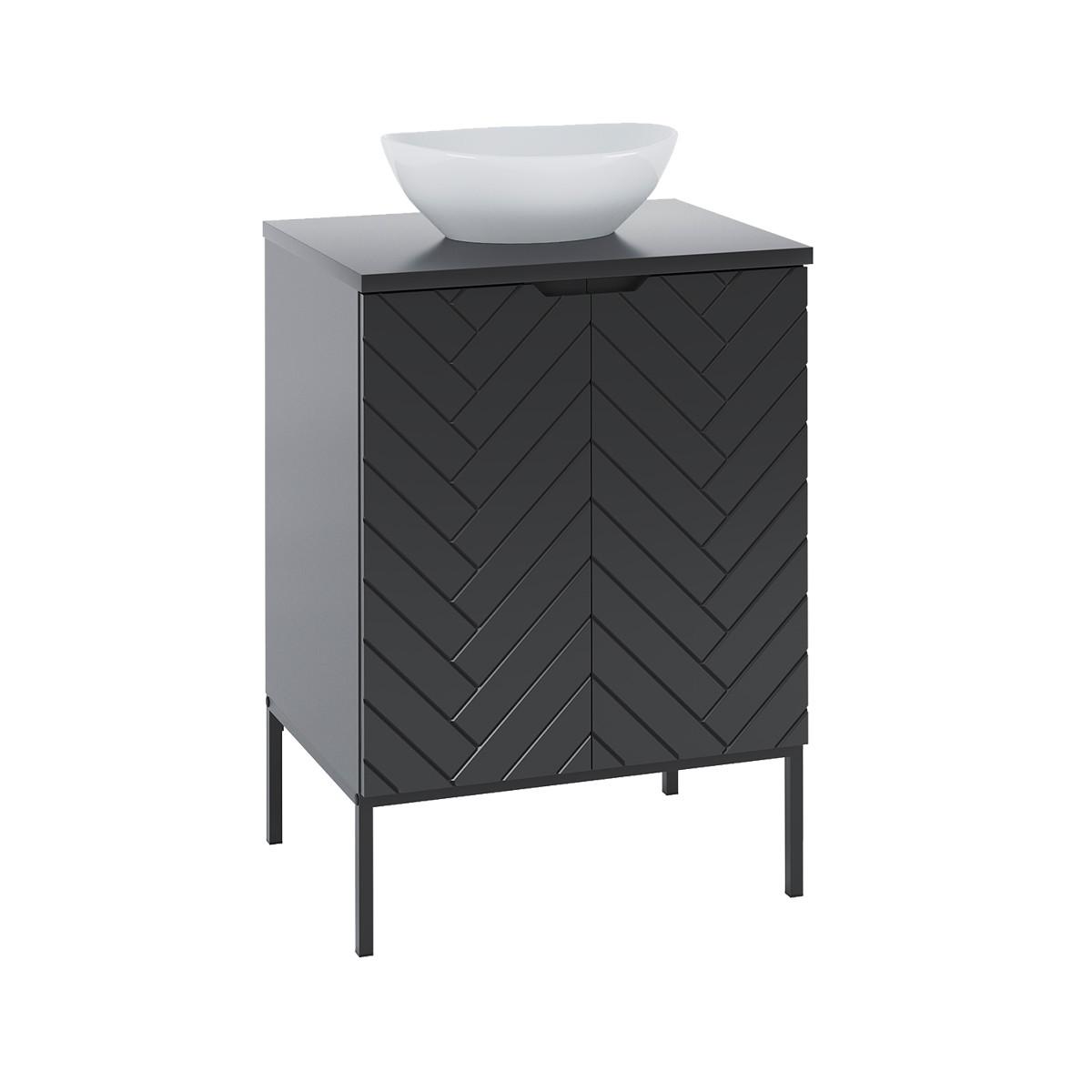 BADMÖBEL 60.6cm Daria 2er-Set Schwarz - Schwarz, Holzwerkstoff (60.6/84.2/45.8cm) - Petits-meubles