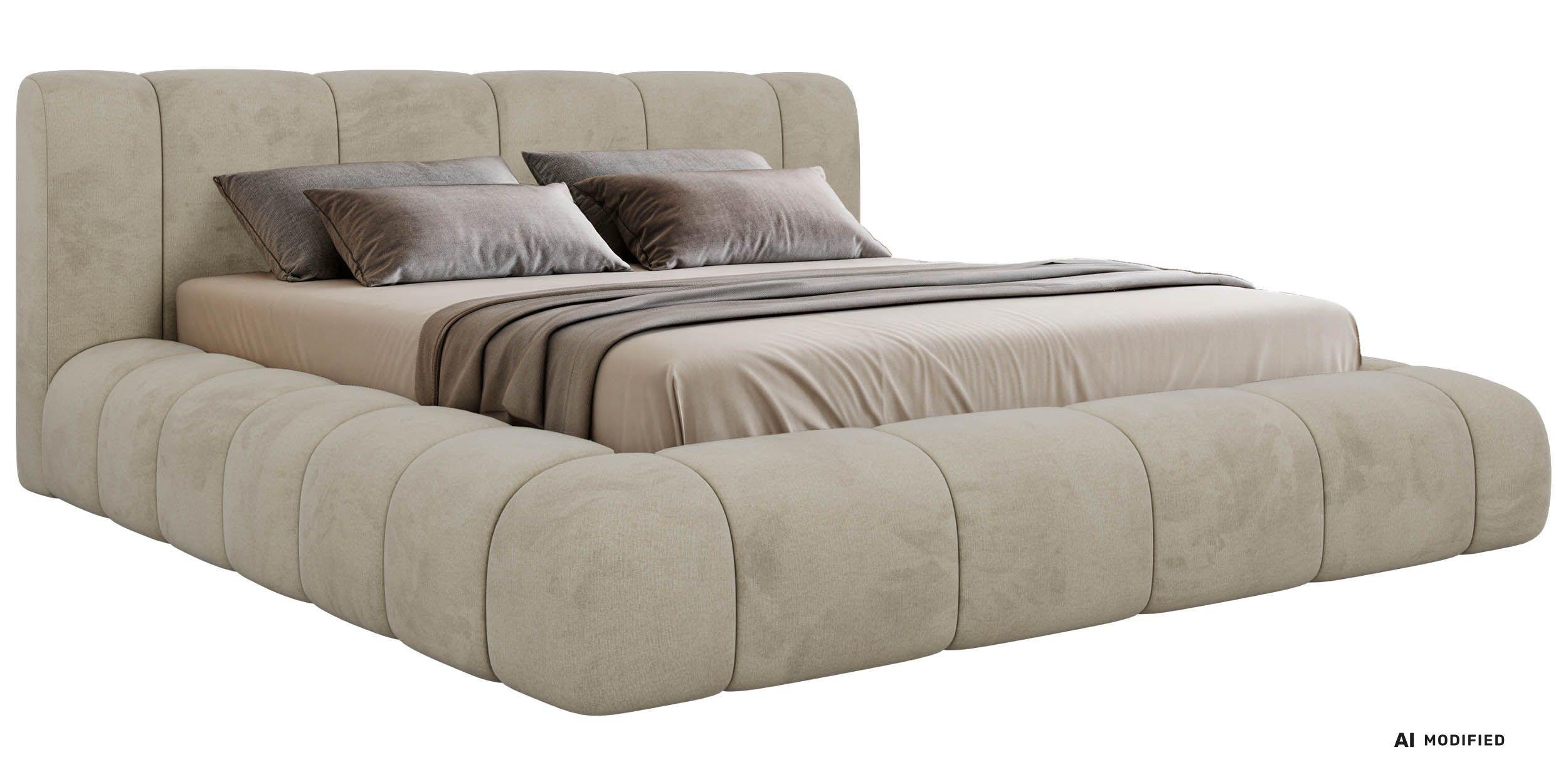 POLSTERBETT NUBEA CLASSIC 200/200 - Beige Velvet - ohne Matratze - Beige, Textil (200/200cm) - MKS