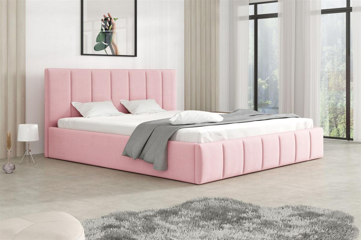 POLSTERBETT Detroit Komplettset - Rosa, Holzwerkstoff/Textil (160/200cm) - Fun Möbel
