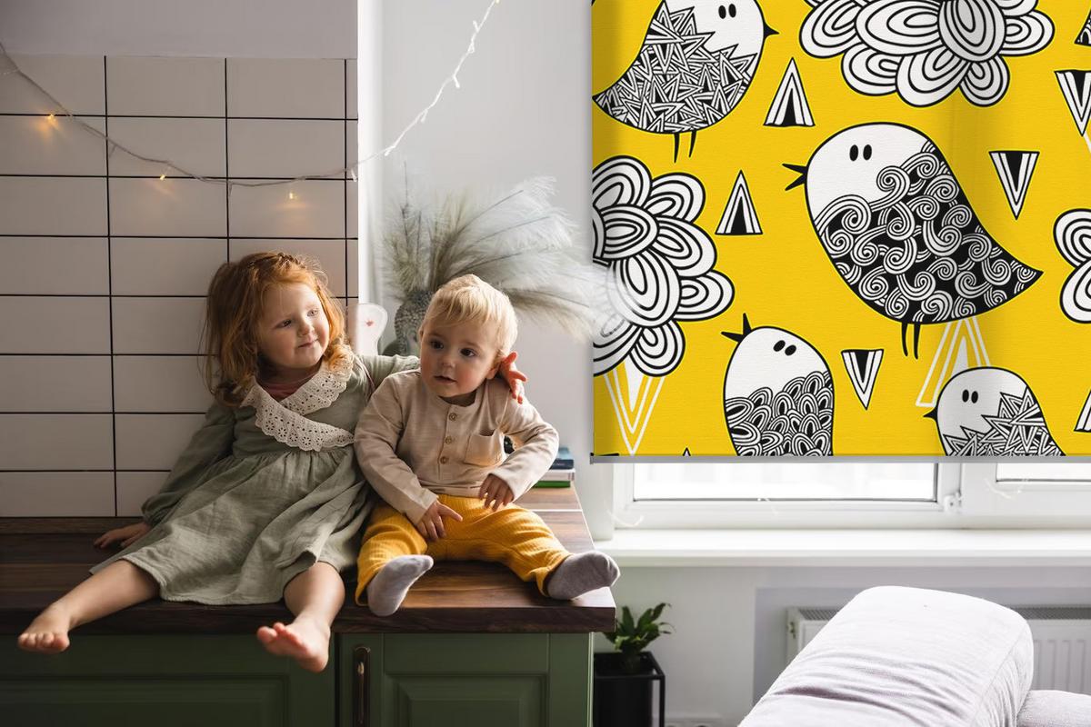 INNENROLLO - Fensterrollo - Rollo - 80x180 cm - Vögel - Grau, Kunststoff (80/180/0.5cm) - TULUP