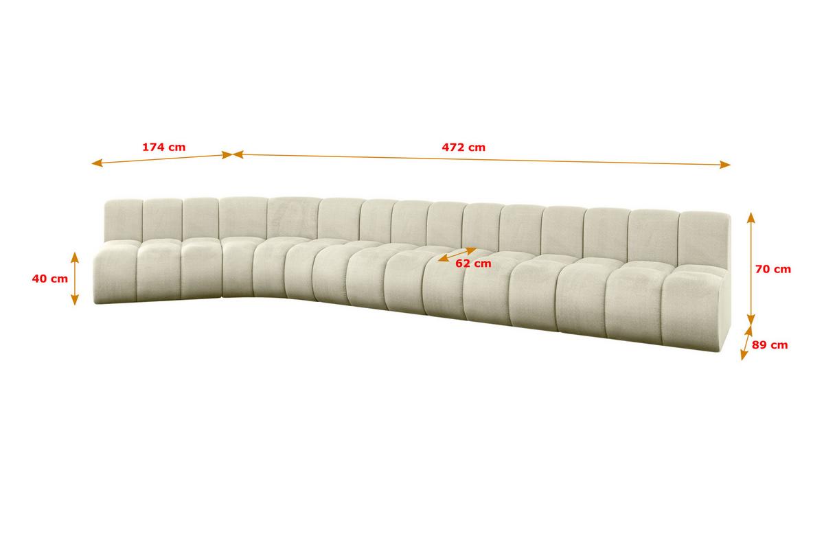 ECKSOFA modulares Sofa Montra-L3 - 472x174x70 cm Beige - Beige, Holzwerkstoff/Textil (472/174cm) - ALTDECOR