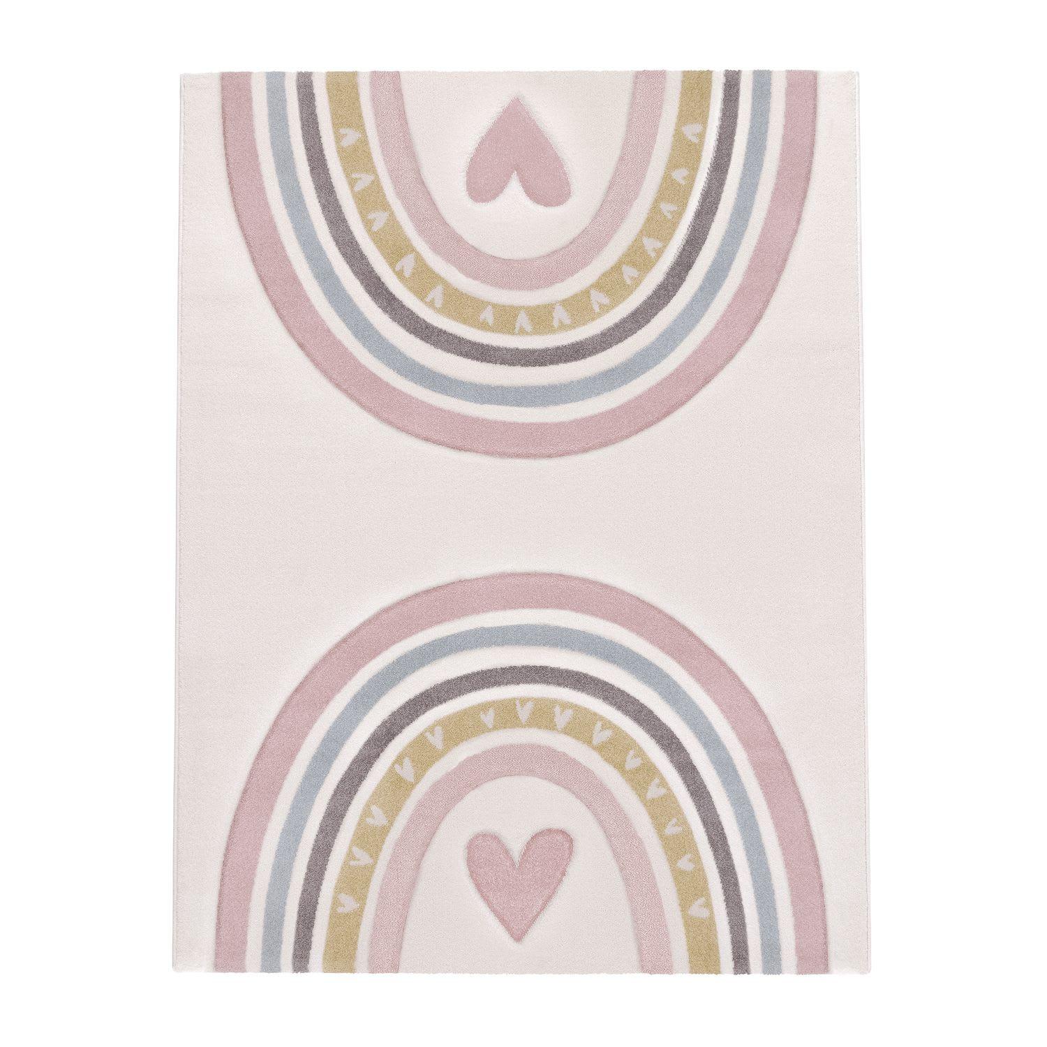 KINDERTEPPICH, mit Regenbogen- und Herz-Motiv, Rosa, 200 x 290 cm - Rosa, Textil (200/290cm) - KADIMA DESIGN