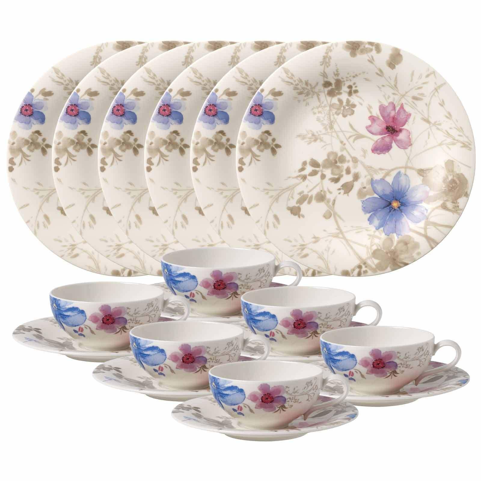 TEESERVICE Mariefleur Gris Basic bunt 18er Set - Multicolor, Keramik (2/2/2cm) - Villeroy & Boch