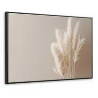 LEINWAND Bilder mit Rahmen - Pampasgras - Federn - Pastell - Weiß - 140x90 - Naturfarben, Textil (140/90cm) - MuchoWow