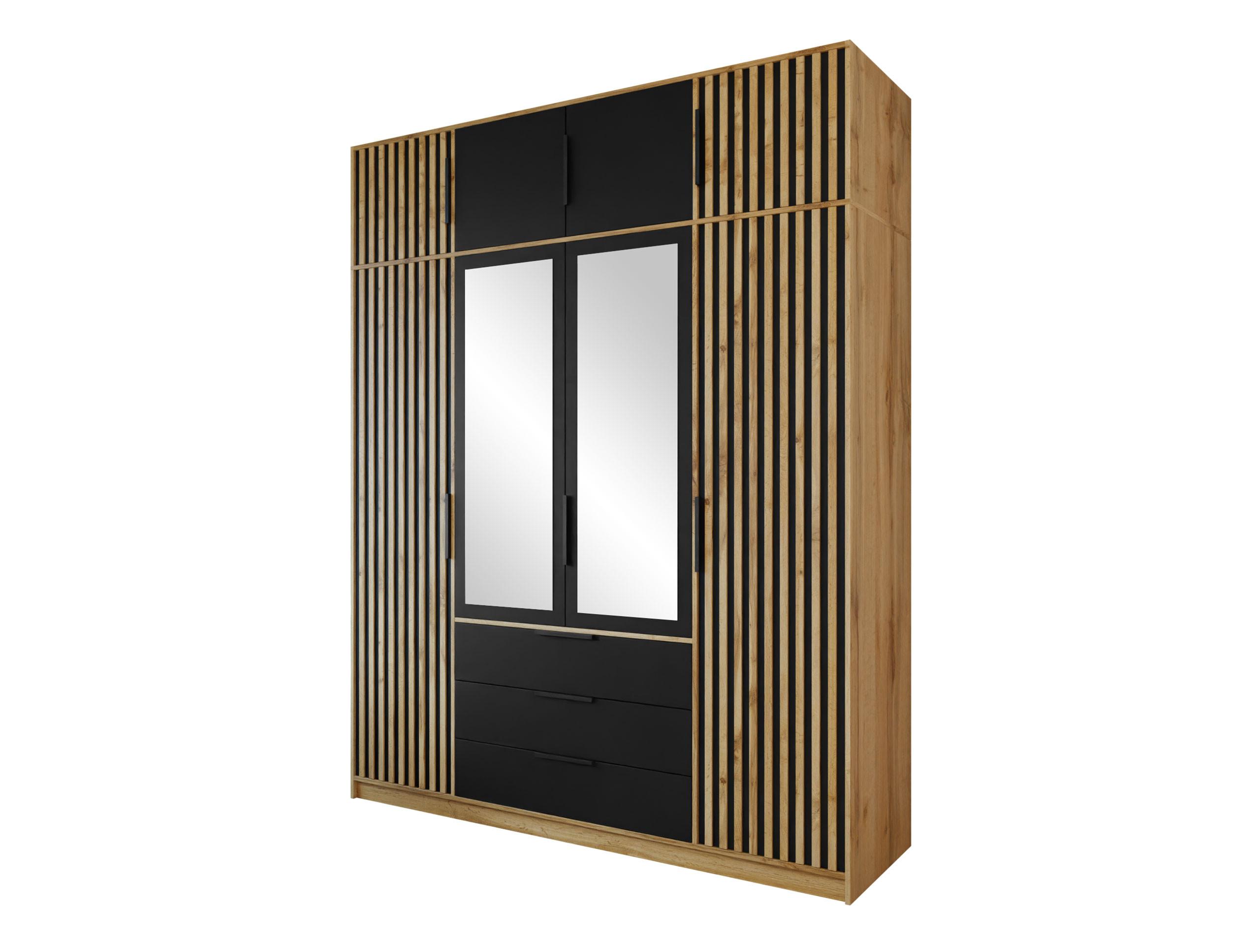 KLEIDERSCHRANK Bali Lux D4 mit Schrankaufsatz - Schwarz/Braun, Holzwerkstoff/Metall (196/245/58cm) - MIRJAN24