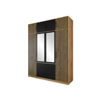 KLEIDERSCHRANK Bali Lux D4 mit Schrankaufsatz - Schwarz/Braun, Holzwerkstoff/Metall (196/245/58cm) - MIRJAN24
