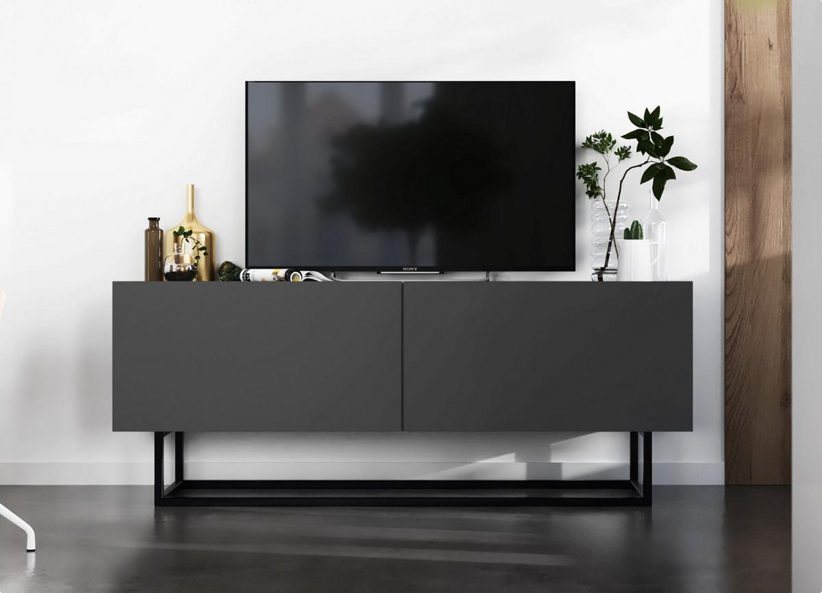 TV-SCHRANK Enjoy Grau matt mit Metallrahmen 120 cm - Schwarz/Grau, Holzwerkstoff/Metall (120/46/35cm) - Meble Lindner