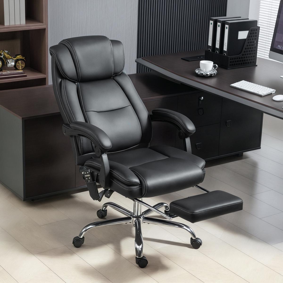 BÜROSTUHL Polyurethan Schwarz - Schwarz, Kunststoff/Metall (67/119/72cm) - HOMCOM
