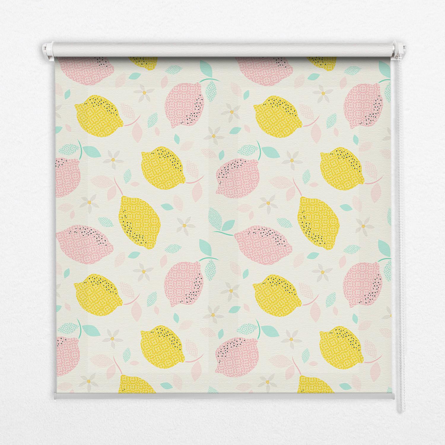 INNENROLLO - Fensterrollo - Rollo - 70x140 cm - Rosa und gelbe Zitronen - Gelb, Kunststoff (70/140/0.5cm) - TULUP