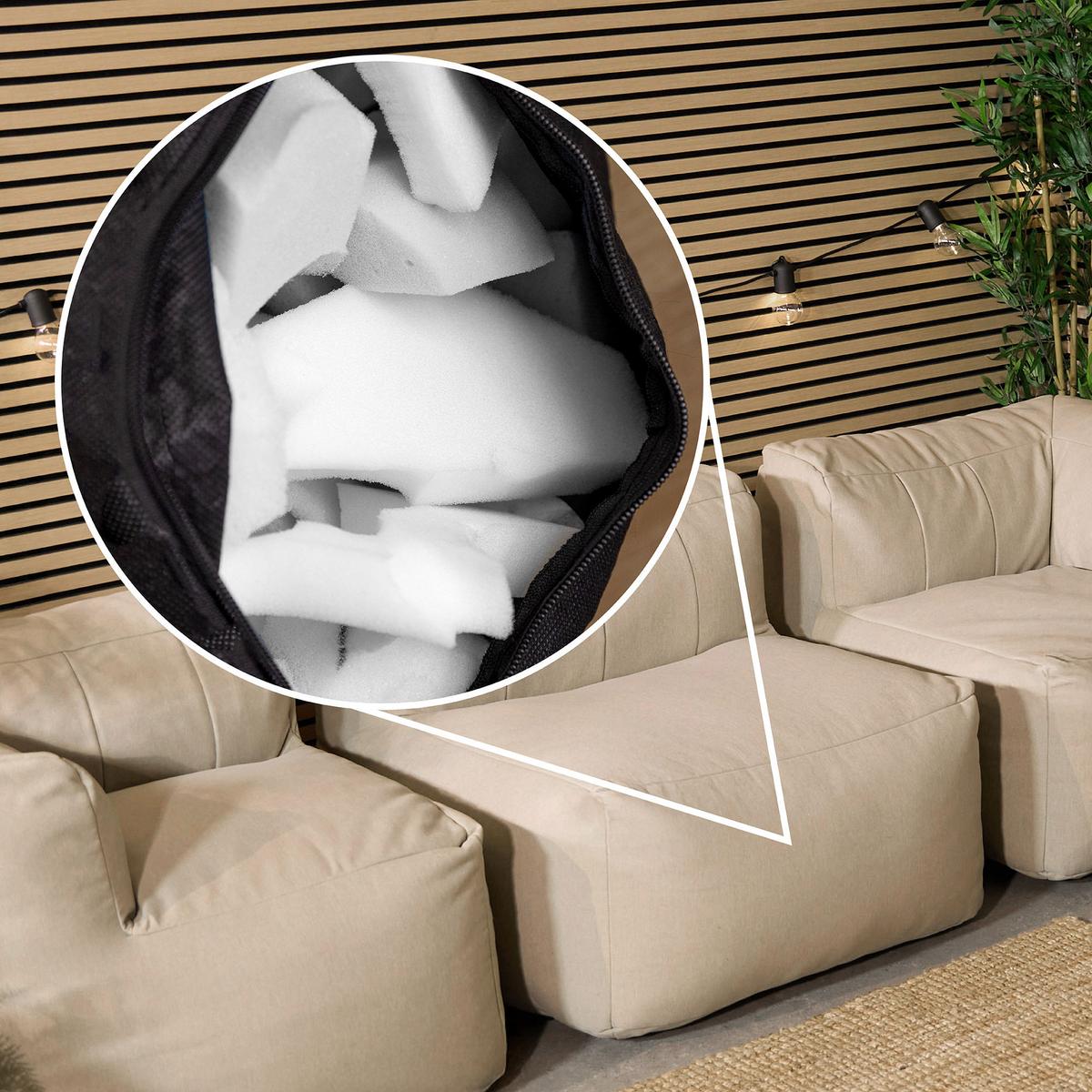 SITZSACK-SOFA Outdoor 4-tlg.: 2 Ecksessel, 2 Sessel - Beige, Textil (390/68/100cm) - icon