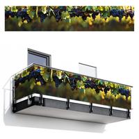 BALKON-SICHTSCHUTZ Trauben - Wein - Natur - Grün Groß 500x95 cm - Weinrot, Kunststoff (500/95cm) - MuchoWow