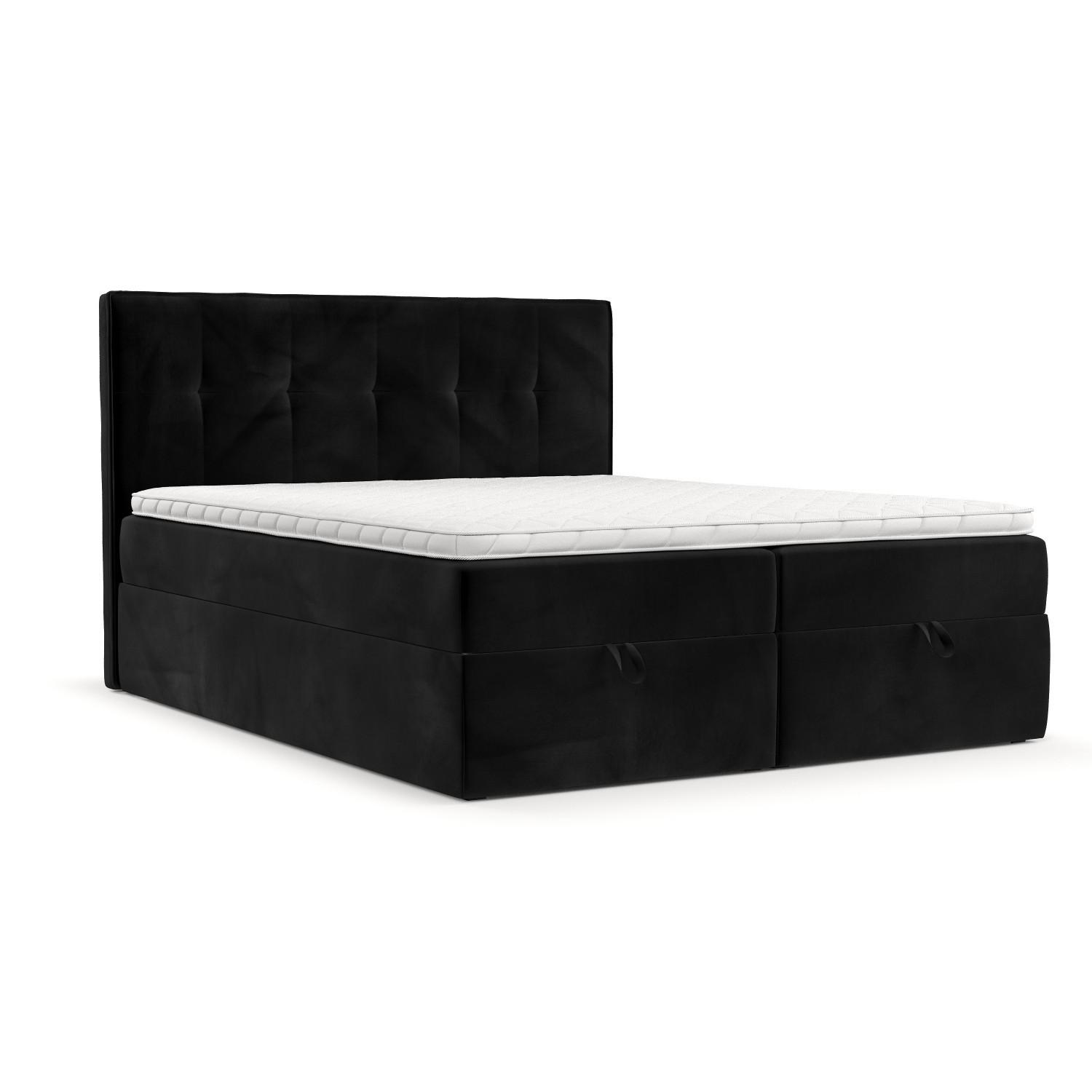 BOXBETT Tivra 140/200 cm Schwarz im Kronos Stoff - Schwarz, Holz/Holzwerkstoff (140/200cm) - AltaBeds