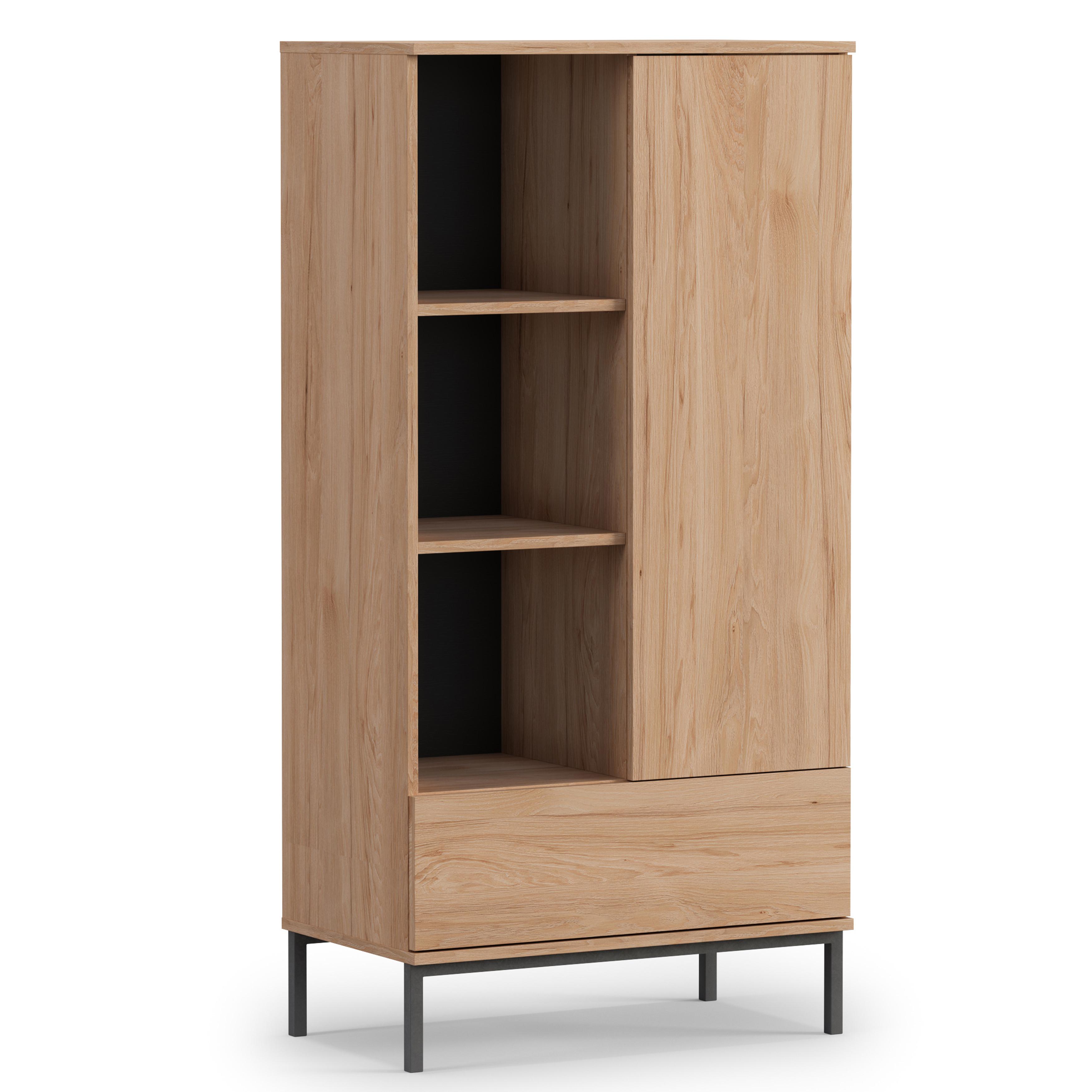 REGAL Queba 1T 1S Hellbraun 70/140/41 cm – Regal Holzoptik Wohnzimmer - Hellbraun/Schwarz, Holzwerkstoff (70/140/41cm) - AX Living