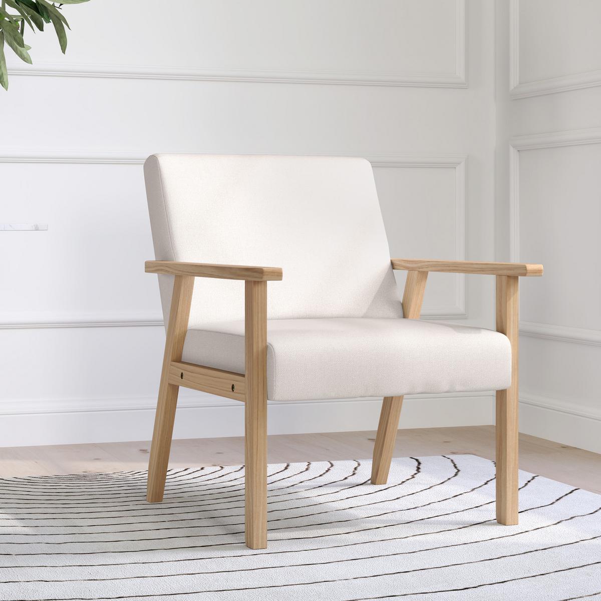 SESSEL mit Armlehnen, 64 x 70 x 72 cm, Cremeweiß - Weiß, Textil (70/72/64cm) - HOMCOM