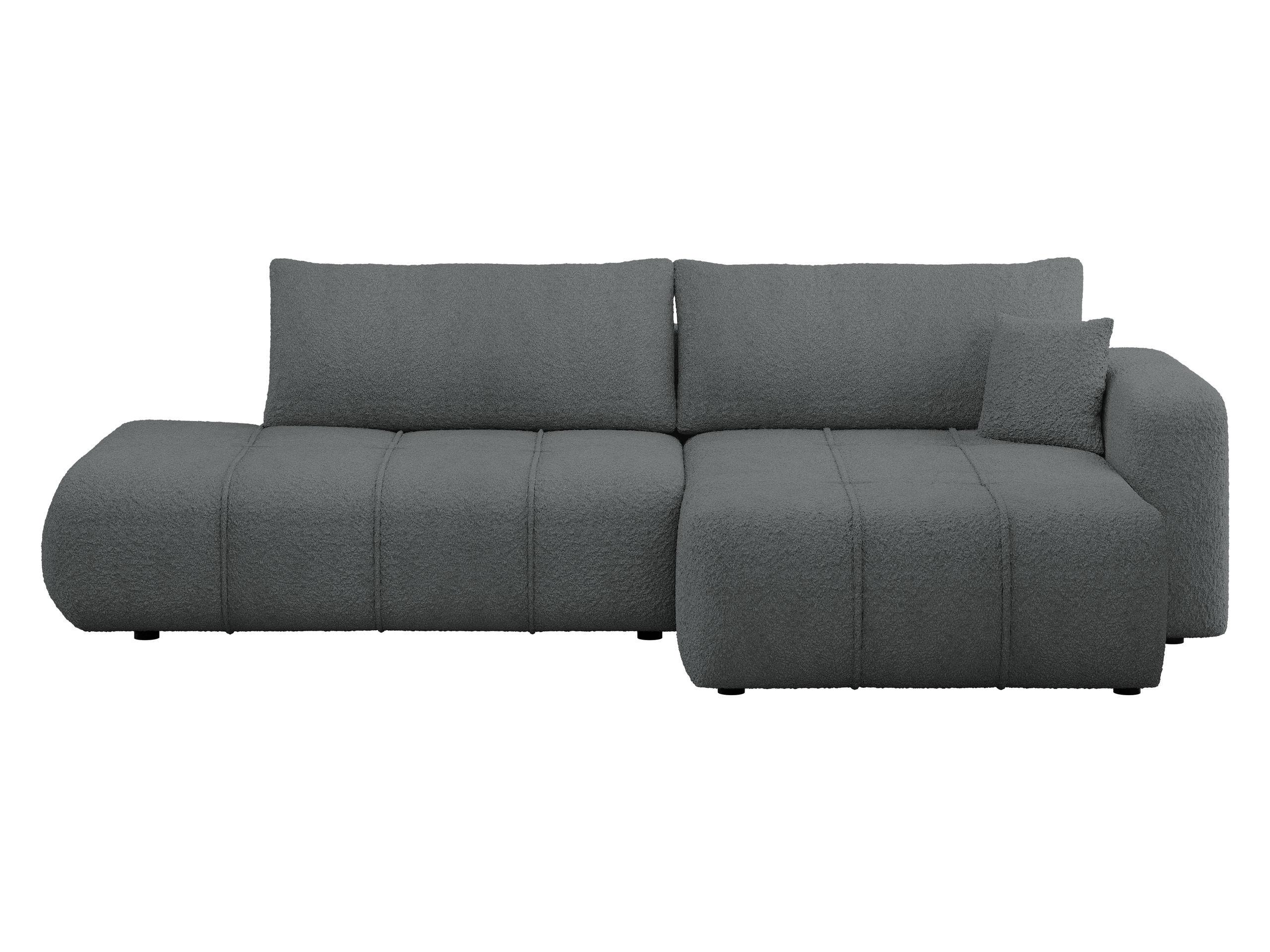 ECKSOFA Furyn O Boucle, Seite: Rechts - Dunkelgrau/Schwarz, Holzwerkstoff/Kunststoff (262/145cm) - MIRJAN24