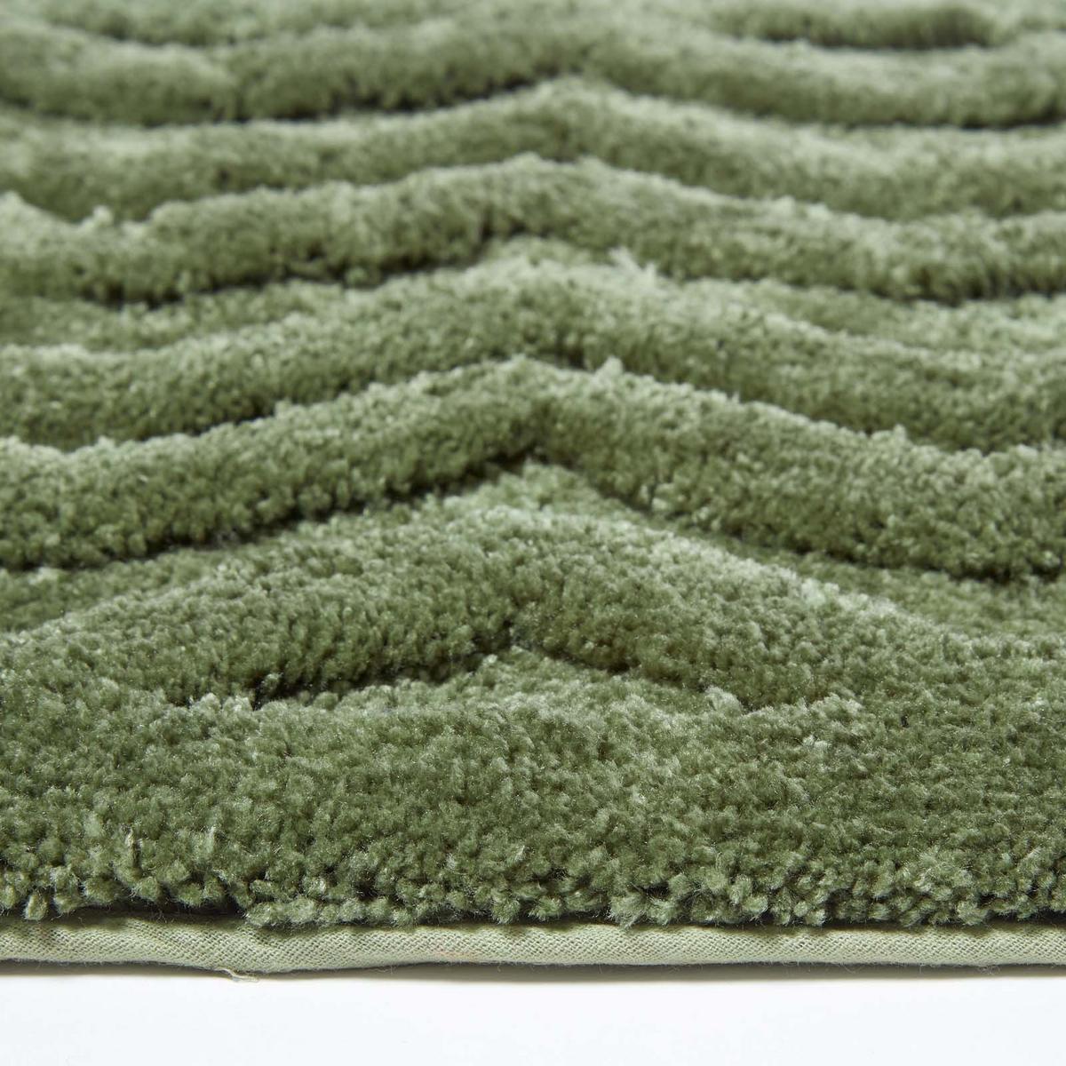 BADEMATTE 50/80 cm Chevron, Hochflor - Grün, Textil (50/80cm) - Homescapes