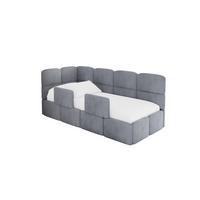 EINZELLBETT Jugendbett mit Bettkasten und Matratze H3/H4, Rechts - KIVY 80x200 Grau - Blaugrau, Holzwerkstoff/Textil (80/200cm) - ALTDECOR