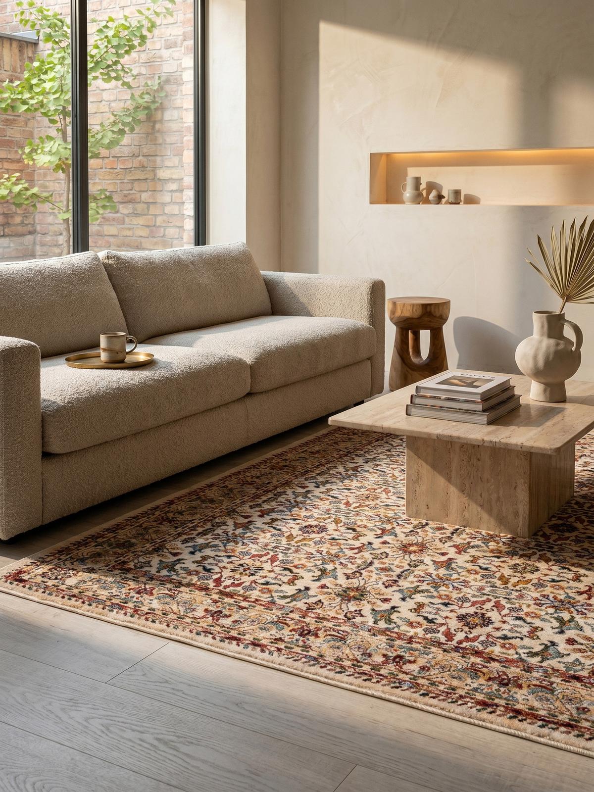 KURZFLORTEPPICH GLAZERT, orientalisch, Natur, 200 x 290 cm - Multicolor, Textil (290/200cm) - KADIMA DESIGN