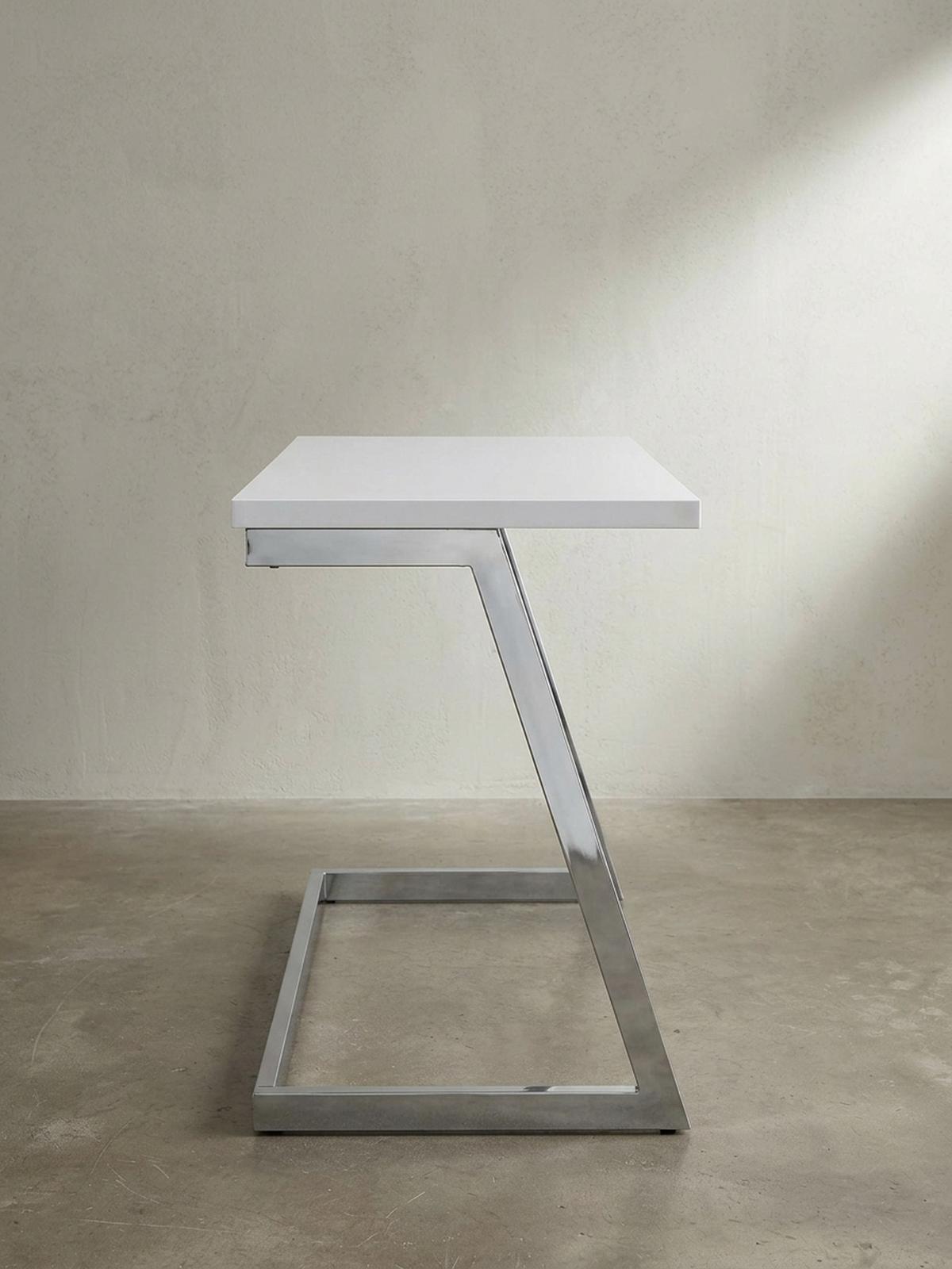 SCHREIBTISCH Hochglanz Metallgestell SARNOT, Silber 120x55x76 cm - Silberfarben, Holz/Metall (55/120/76cm) - KADIMA DESIGN