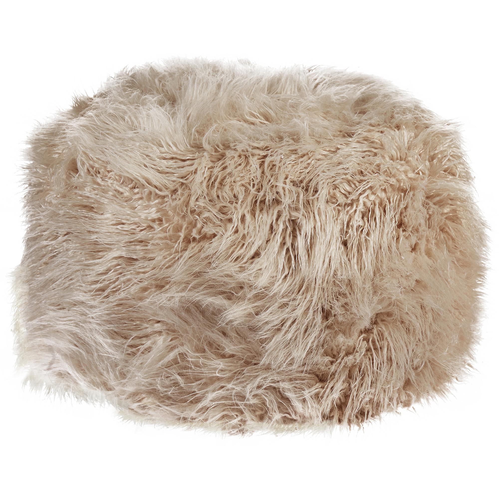 POUF Webpelz Beige Tukki - Beige, Kunststoff (50/30/50cm) - Beliani
