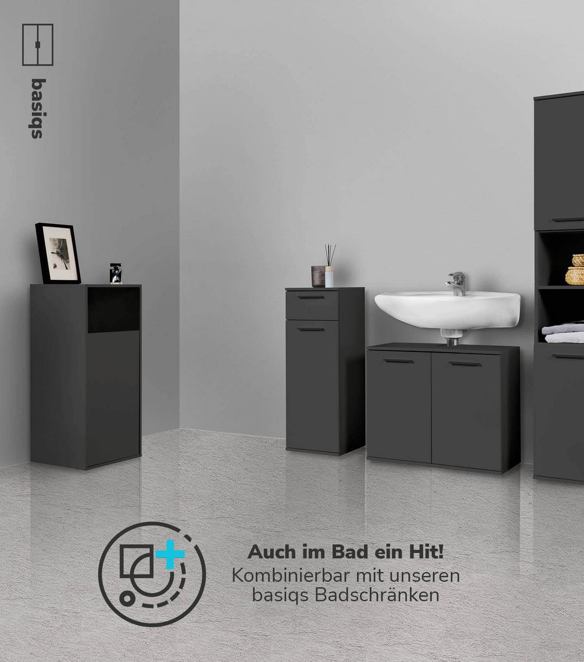 WÄSCHESCHRANK Der Wäschehüter - Schwarz, Holzwerkstoff (41/95/40cm) - Mokebo