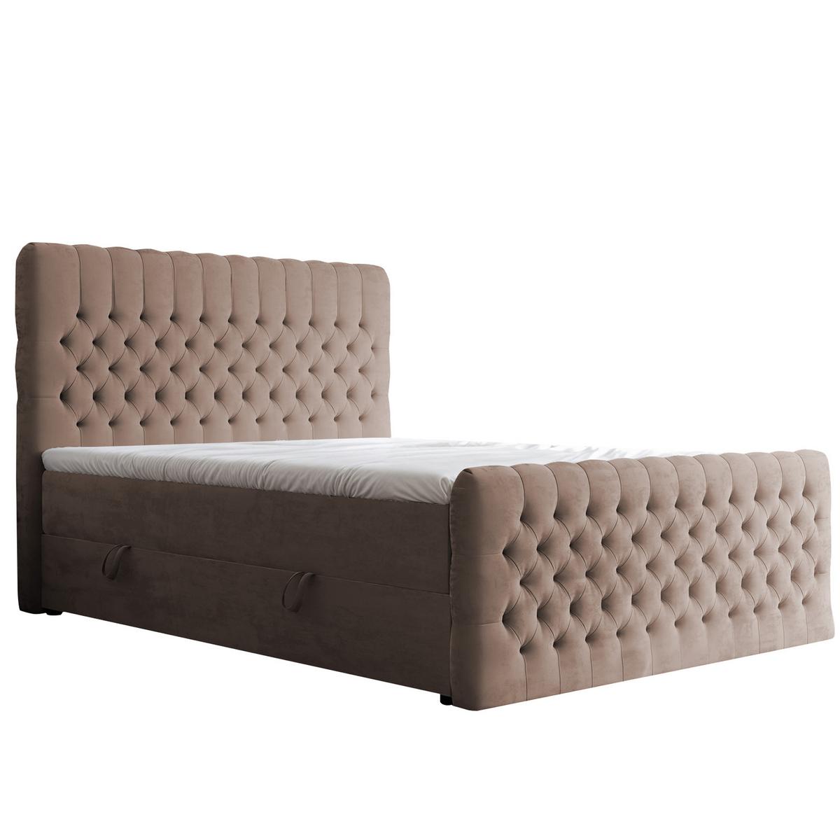 BOXBETT 140x200 cm mit Topper - Braun, Holzwerkstoff/Textil (140/200cm) - Idohome