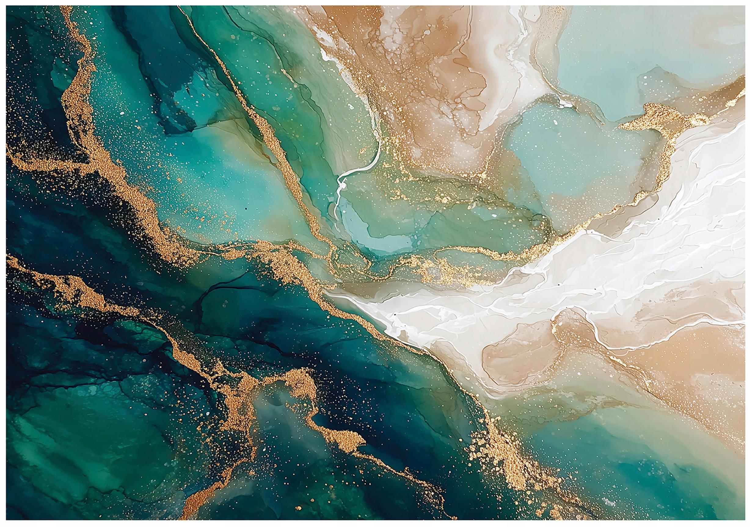 FOTOTAPETE Marmor Glamour Grün 250x175 cm - Multicolor, Papier (250/175cm) - Wallarena