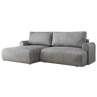 ECKSCHLAFSOFA TONO L Hellgrau Velvet - links - Hellgrau/Schwarz, Kunststoff/Textil (260/150cm) - MKS