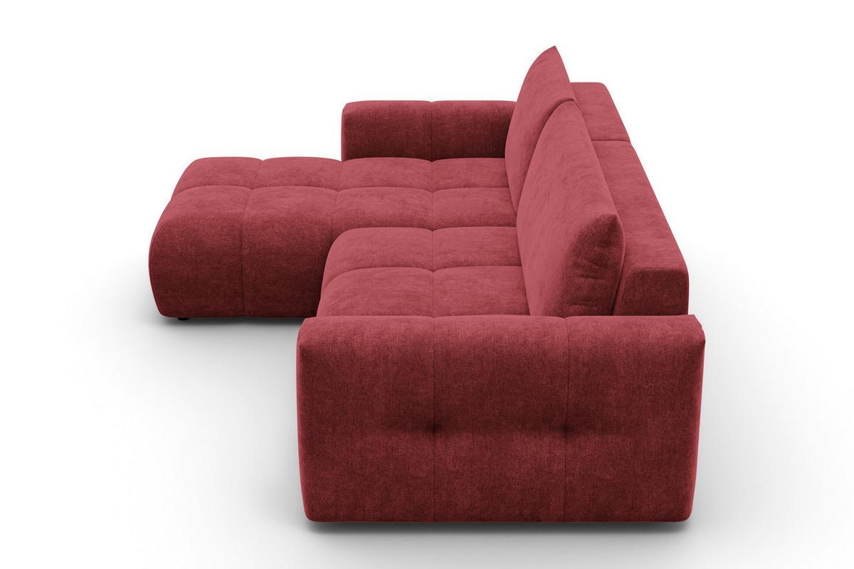 ECKSOFA VERONA 4-Sitzer links, Dunkelrot - Schwarz/Dunkelrot, Holz/Textil (266/173cm) - Courtois Laville