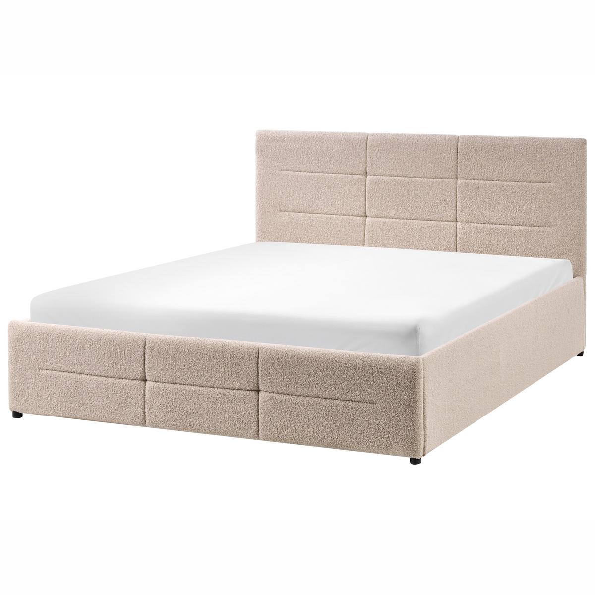BETT mit Stauraum 140/200 cm Bouclé Beige Massognes - Beige, Textil (140/200cm) - Beliani