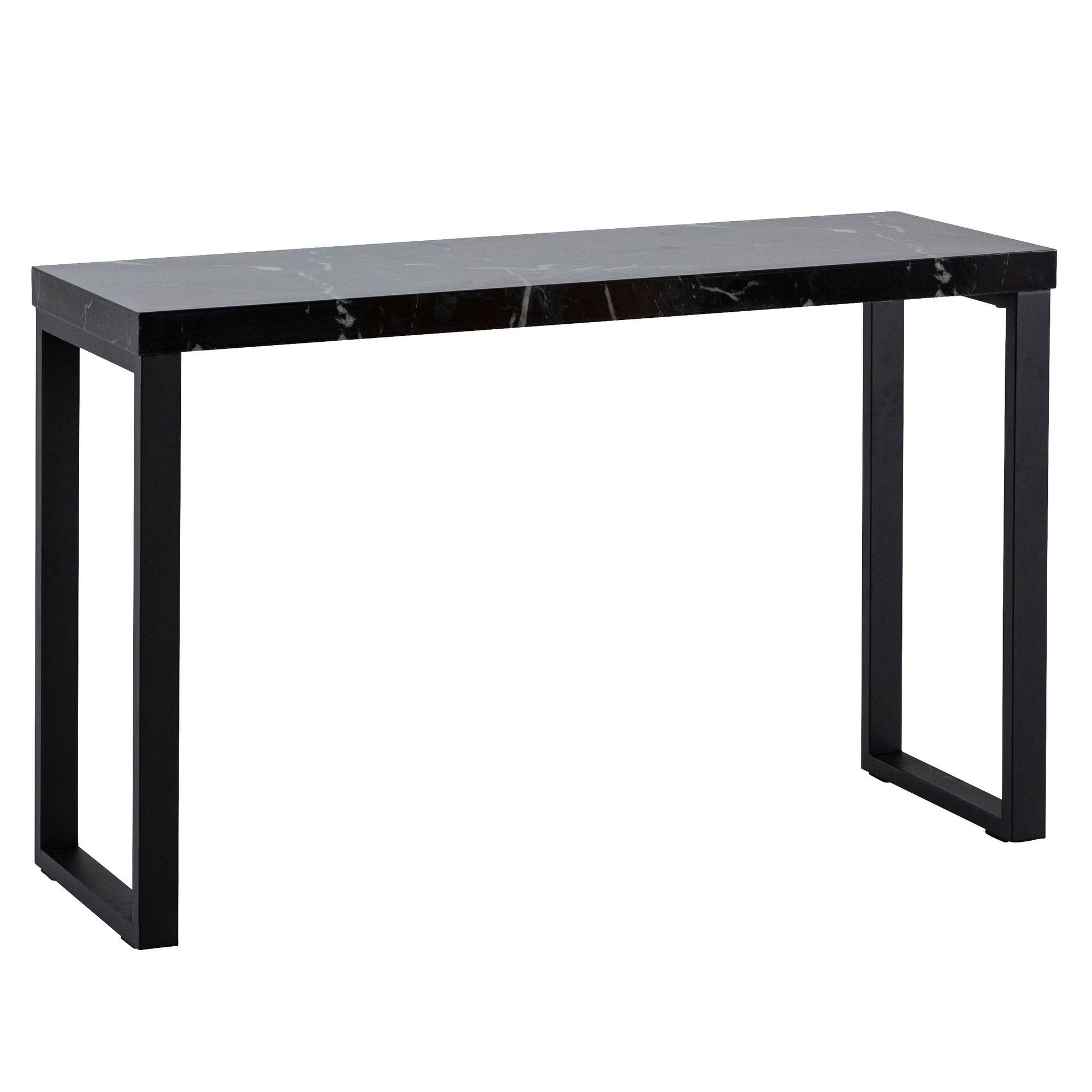 KONSOLENTISCH – Marmoroptik Schwarz, 120x40x76 cm, Hochglanz, Metallbeine - Schwarz, Holzwerkstoff/Metall (40/120/76cm) - KADIMA DESIGN
