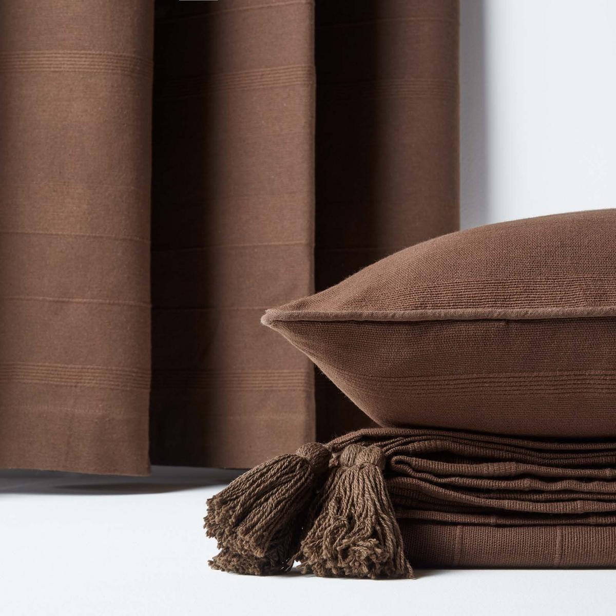 ÖSENVORHANG Rajput blickdicht 2er-Set, 167/228 cm - Braun, Textil (167/228cm) - Homescapes