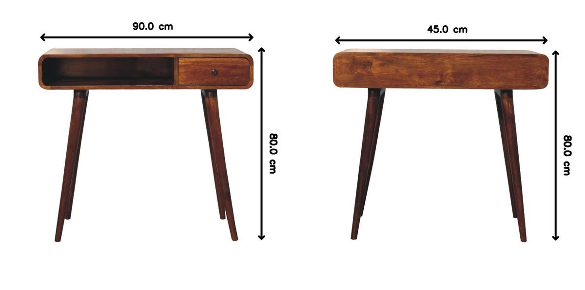 SCHREIBTISCHE aus Massivholz, 1 Schublade, 1 Offenes Fach, Braun - Kastanienfarben/Messingfarben, Holz/Metall (45/90/80cm) - Artisan Furniture