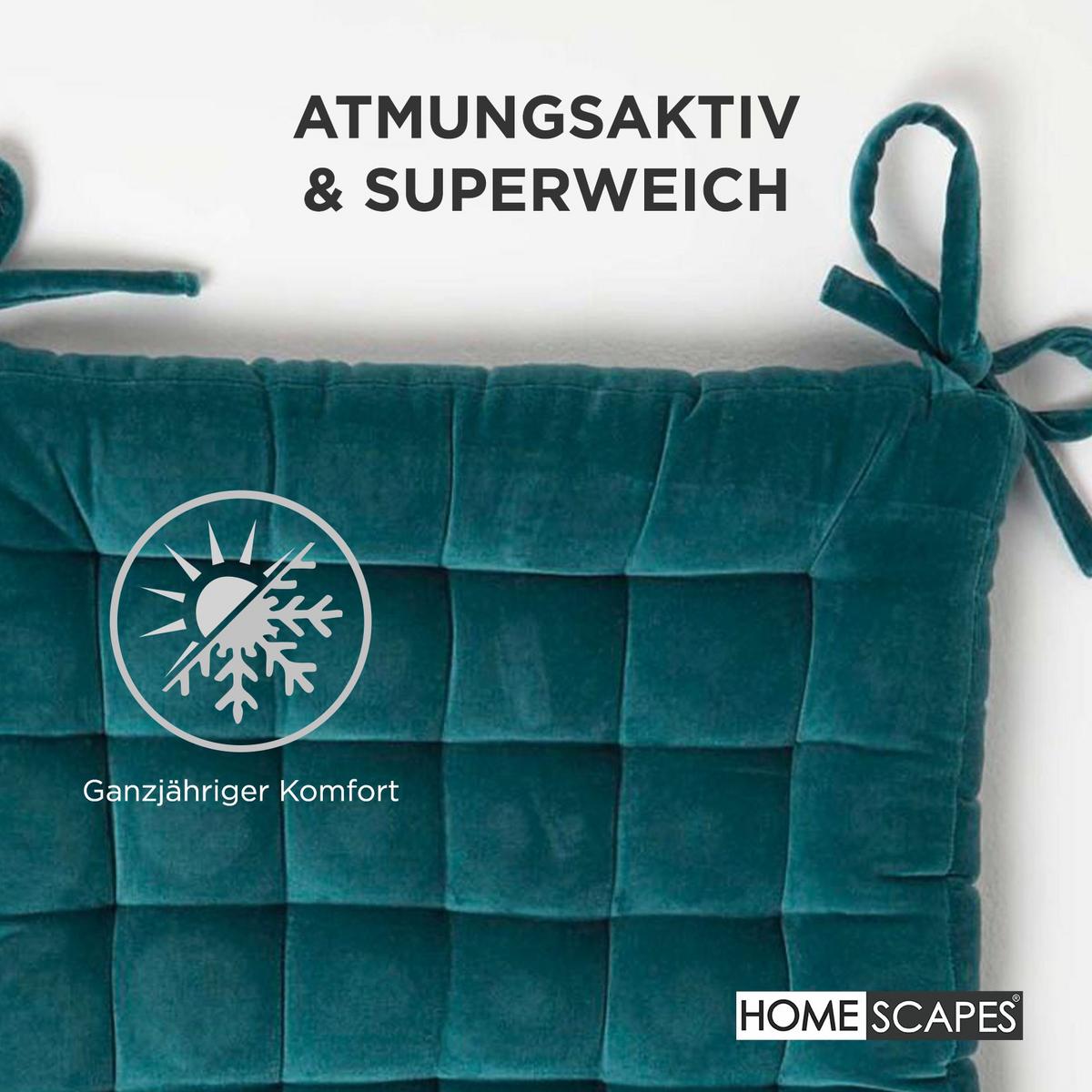 STUHLKISSEN Samt petrolgrün 40/40/5 cm - Petrol, Textil (40/40/5cm) - Homescapes