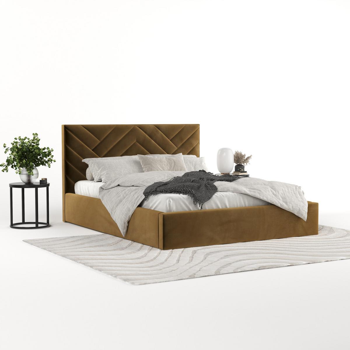 POLSTERBETT Arco 140/200 cm Honiggelb im Kronos Stoff - Schwarz/Naturfarben, Holz/Holzwerkstoff (140/200cm) - AltaBeds