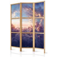 PARAVENT Japanischer 3-tlg 135x172 cm Wolken Himmel 3D - Multicolor, Holz/Textil (135/172/3cm) - Muralo