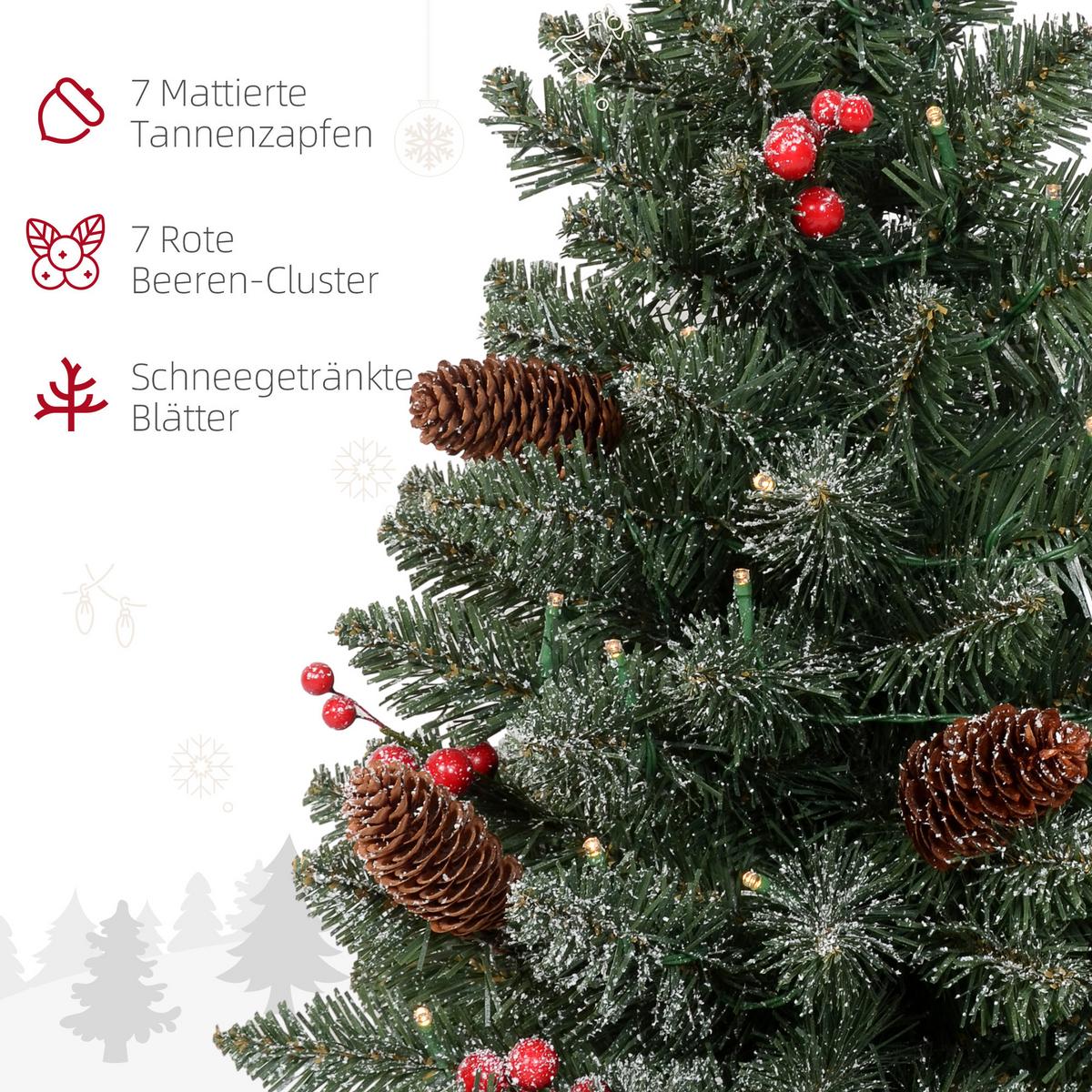 KÜNSTLICHER Weihnachtsbaum 0,6 m Christbaum 86 Astspitzen mit 50 warmweißen LED - Grün, Kunststoff (60cm) - HOMCOM