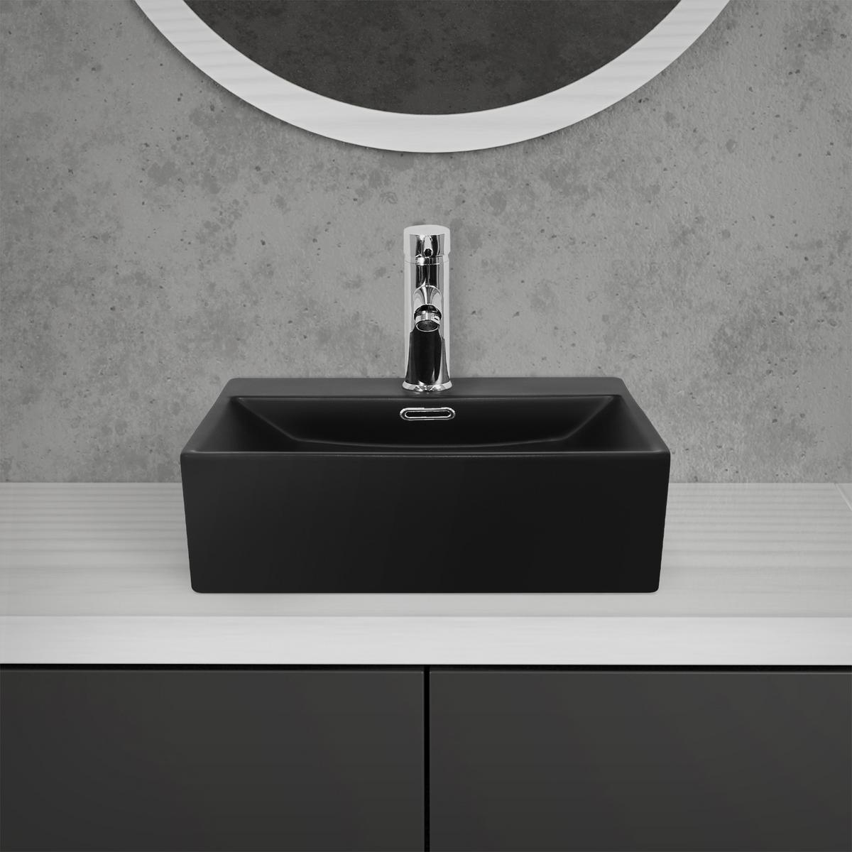 WASCHBECKEN - Schwarz, Keramik (36/13/41.5cm) - ML-DESIGN