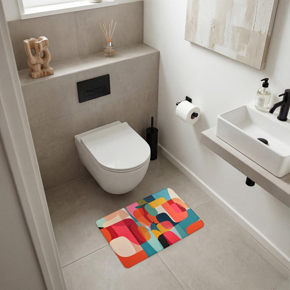 BADEMATTE Formen - Bunt - Abstrakt - Flugzeuge 60x40 cm - Multicolor, Textil (60/40cm) - OnlyWow