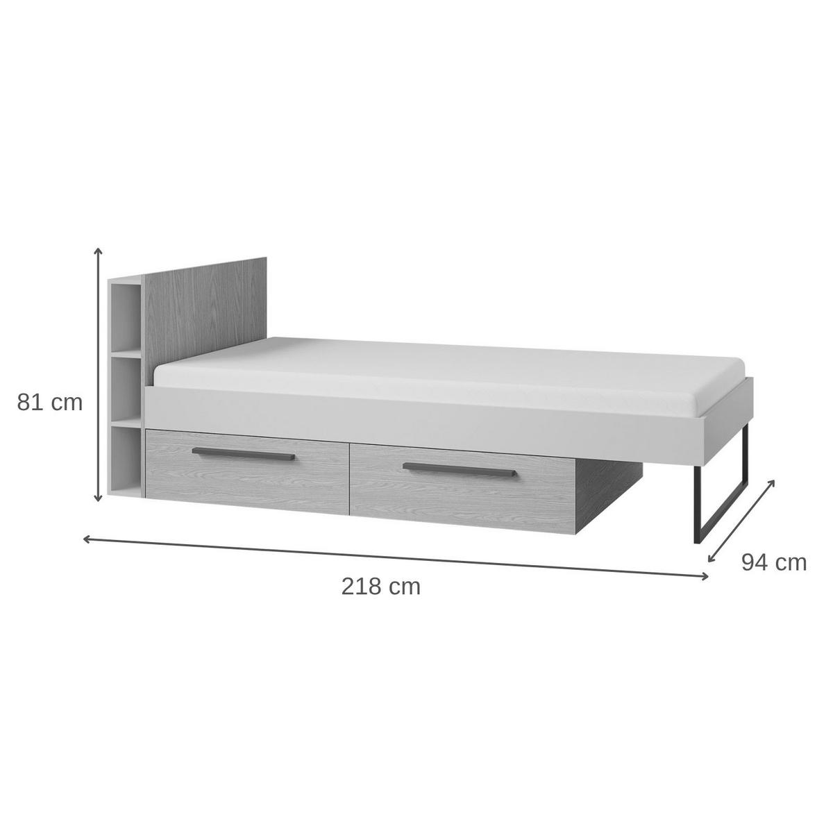BETT Largo mit 2 Schubladen und Ablagefächern, ohne Matratze, 90x200 cm, für Jugendzimmer, Kaschmir/Alpaca - Kaschmir/Koralle, Holzwerkstoff - Beautysofa