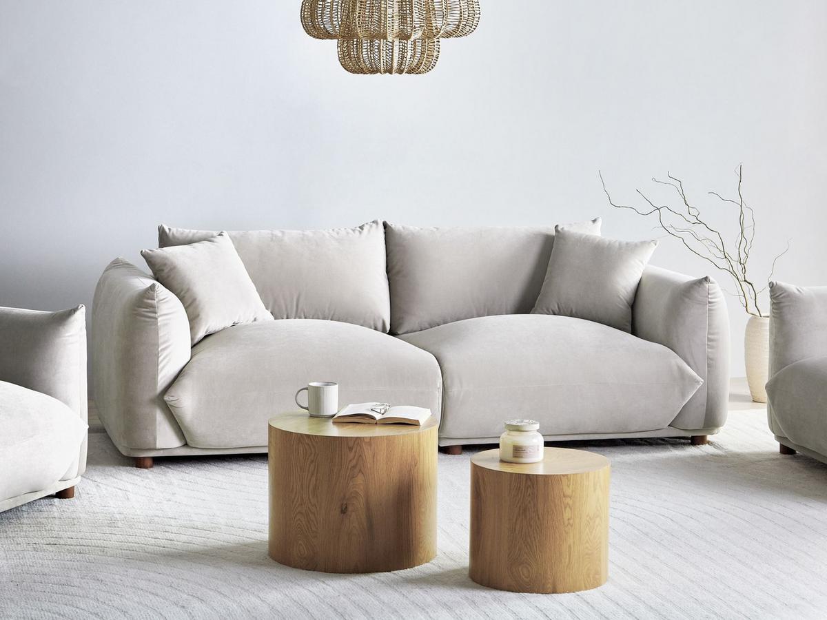 3-SITZER-SOFA Samtstoff Taupe Luvos - Taupe, Textil (220/75/104cm) - Beliani