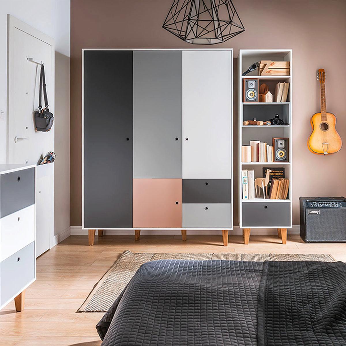 SCHRANK 3 Türen Rosa - Pink, Holzwerkstoff (153/201.5/55cm) - Petits-meubles