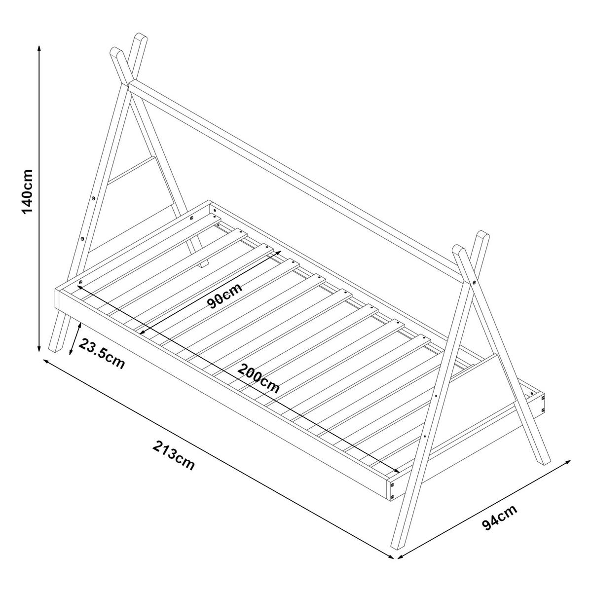 TIPIBETT Siikajoki - Naturfarben, Holz (90/200cm) - [en.casa]