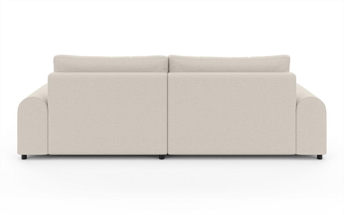 ECKSOFA mit Schlaffunktion, Bettkasten, extrabreite Ottomane rechts, abgerundete Armlehnen, B240/T145/H81 cm, Strukturstoff Beige / 21031 - Beige/Schwarz, Kunststoff/Textil (240/145cm) - luma-home