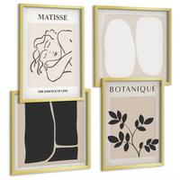 BILDER SET 4er Set - 50x50 cm & 40x60 cm Goldrahmen - Matisses stilvolle Pflanzenbilder - Goldfarben, Kunststoff (50/50cm) - TULUP