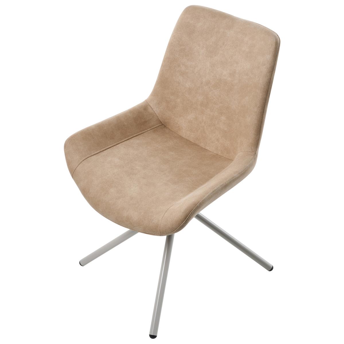 ESSZIMMERSTUHL 2er-Set Kunstwildleder Beige Hailey - Beige, Textil (56/85/56cm) - Beliani