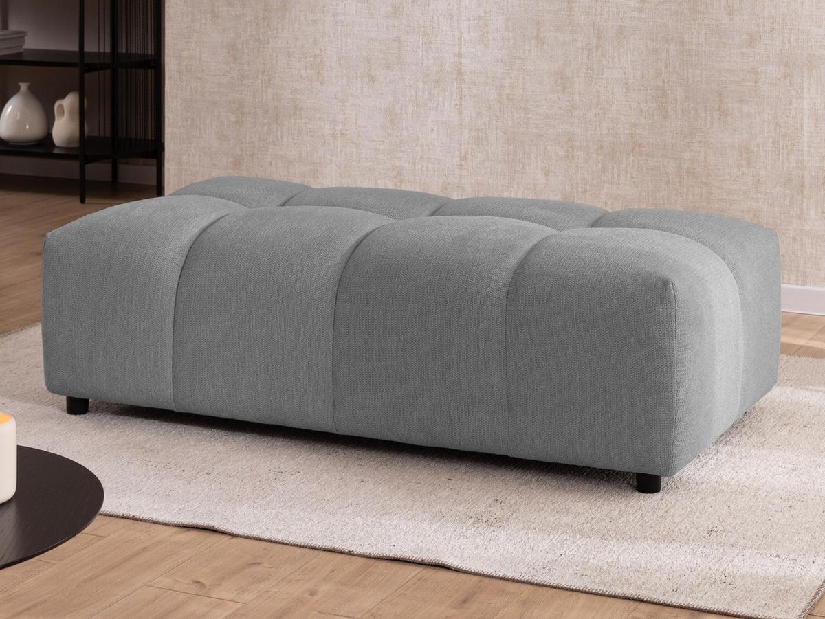 HOCKER Bubble mit Sitzfläche in Bubble-Optik aus weichem Grau Strukturstoff mit schöner Sitzkomfort - Schwarz/Grau, Holz/Kunststoff (147/42/74cm) - S-Style Möbel