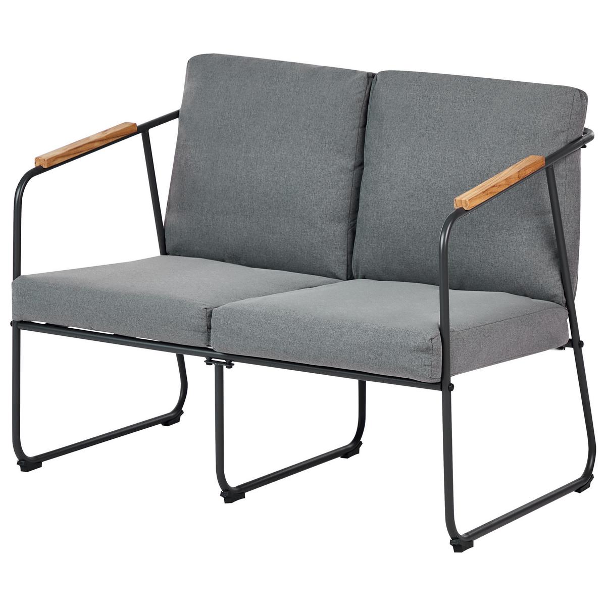 LOUNGE-SET 4-sitzer Stahl Grau Vezzana - Hellbraun/Schwarz, Metall - Beliani