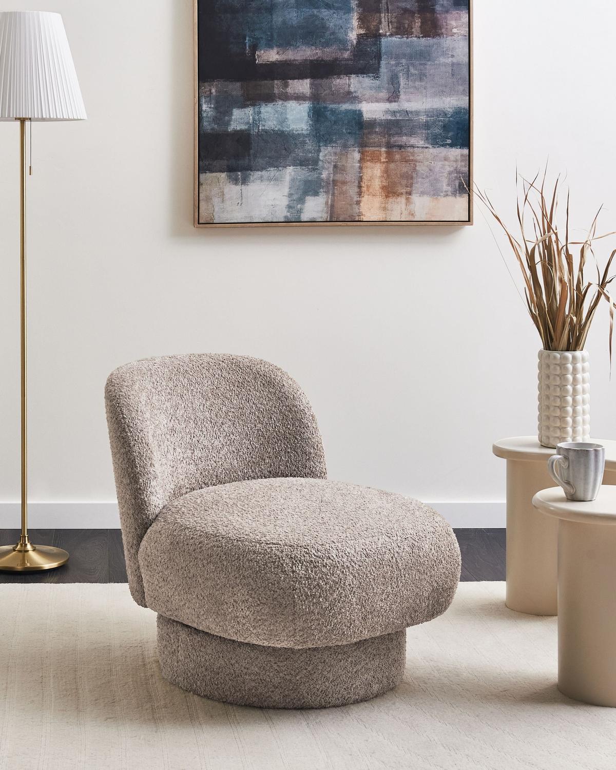 DREHSESSEL Taupe Aylo - Taupe, Textil (60/65/70cm) - Beliani